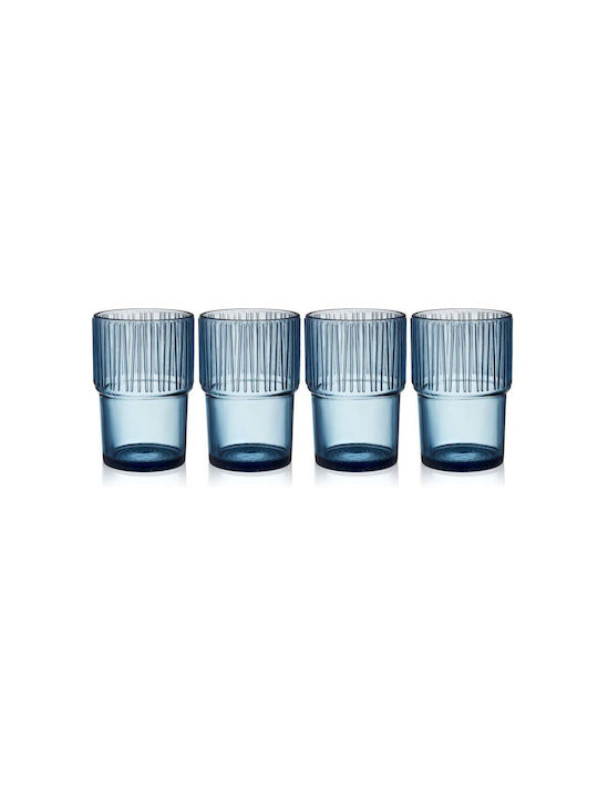 Bitz Set Gläser Kaffee/Freddo / Wasser aus Glas in Blau Farbe 380ml 4Stück