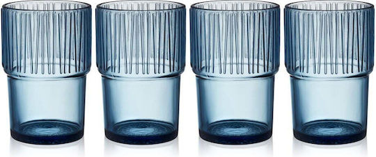 Bitz Set of Glasses Coffee/Freddo / Water made of Glass in Blue Color 380ml 4pcs
