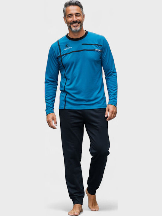 Ανδρική Βαμβακερή Πιτζάμα Interlock Collection Blue Edge Cl2650-1-μπλε Ανδρική Βαμβακερή Πιτζάμα Interlock Collection Blue Edge Cl2650-1-μπλε