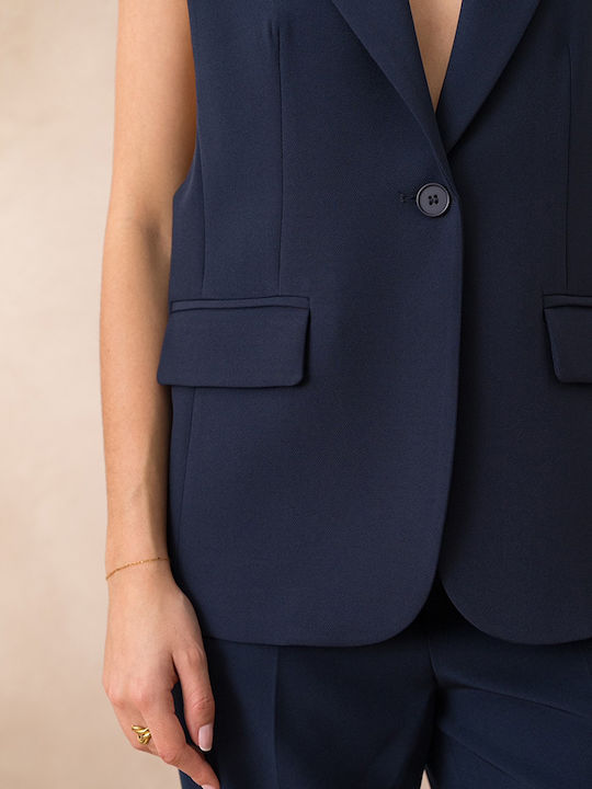 Cuca Lang Damen Blazer Navy Blue