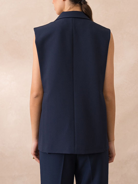 Cuca Lang Damen Blazer Navy Blue