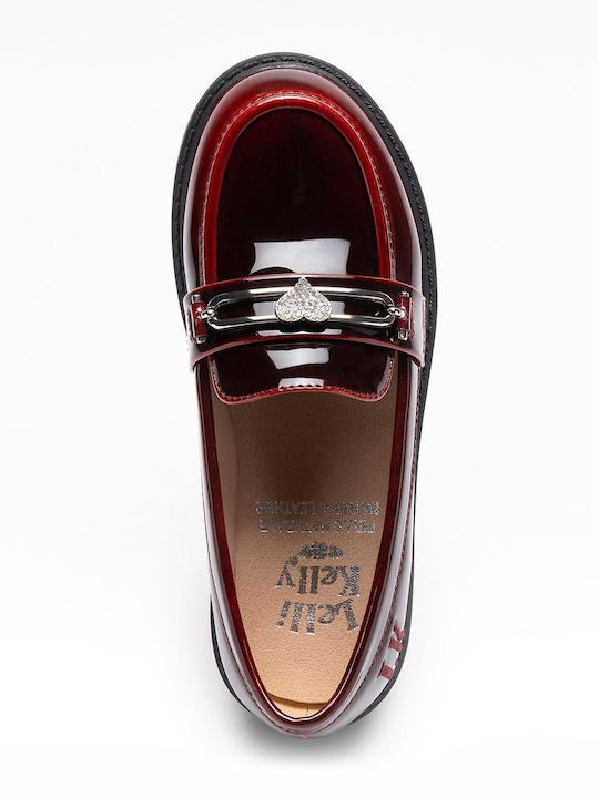 Girls Patent Leather Moccasins Iride Burgundy