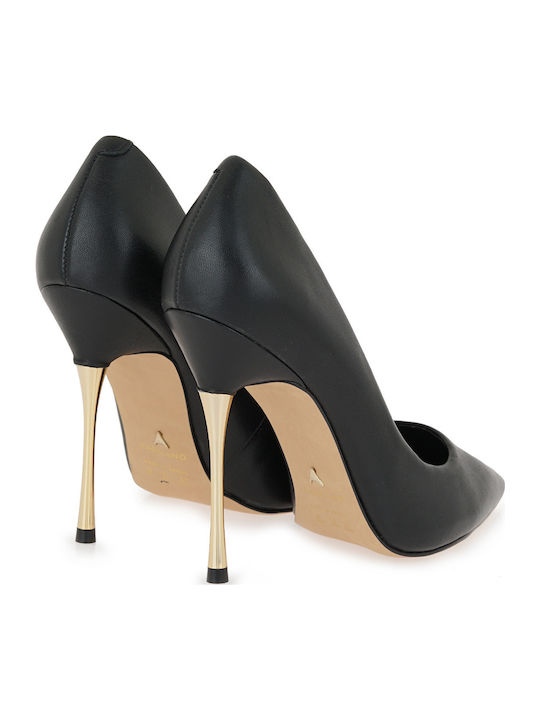 Leder Pumps mit hohem Absatz Schwarz