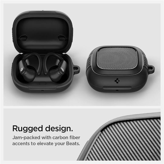 Spigen Rugged Armor Hülle Silikon in Schwarz Farbe für Apple Powerbeats Pro 2