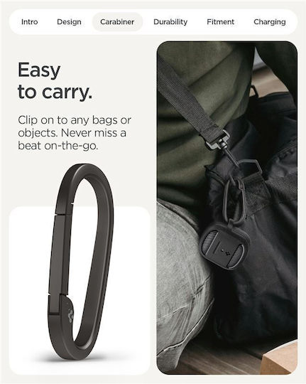 Spigen Rugged Armor Θήκη με Γάντζο σε Μαύρο χρώμα για Google Pixel Buds 2a