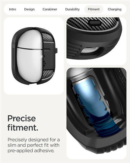 Spigen Rugged Armor Θήκη με Γάντζο σε Μαύρο χρώμα για Google Pixel Buds 2a