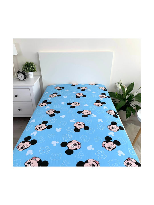 Disney Sheet Single with Elastic Band Cotton Mickey 90x200cm