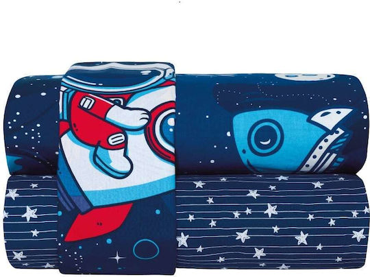 Kentia Kinderbettlaken Set Baumwolle Sirius Sirius Blau 160x270cm 3 Stück