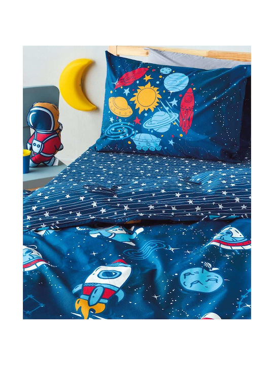 Kentia Single Cotton Sheet Set Sirius Sirius Blue 160x270cm 3pcs