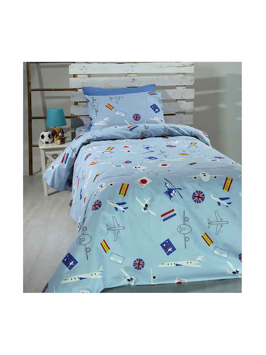 Sunshine Set Cearceafuri Pentru Copii Single Feelings 08 Albastru Deschis 165x270cm