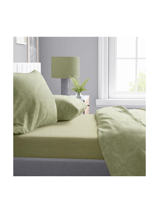 Dimcol Σετ Σεντόνια Μονά Βαμβακερά Light Olive 160x240cm 3τμχ