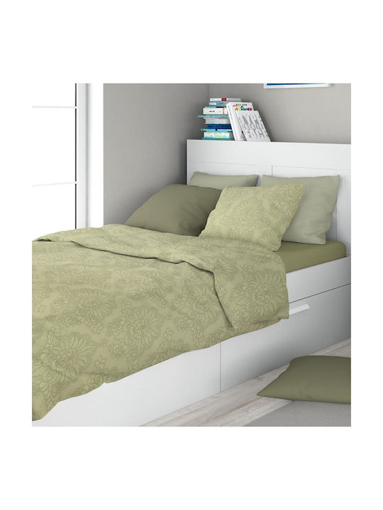 Dimcol Σετ Σεντόνια Μονά Βαμβακερά Light Olive 160x240cm 3τμχ