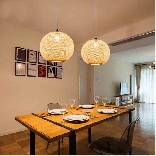 VenCore Κρεμαστό Φωτιστικό Μπεζ Boho με Ντουί E27 40εκ.