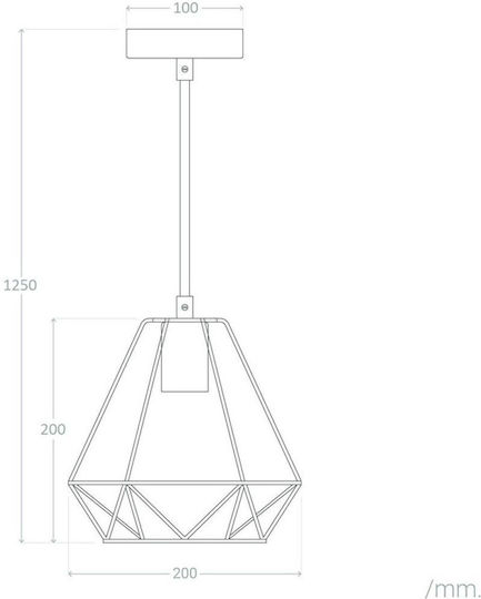 VenCore Pendant Light Black with Socket E27 20x20cm
