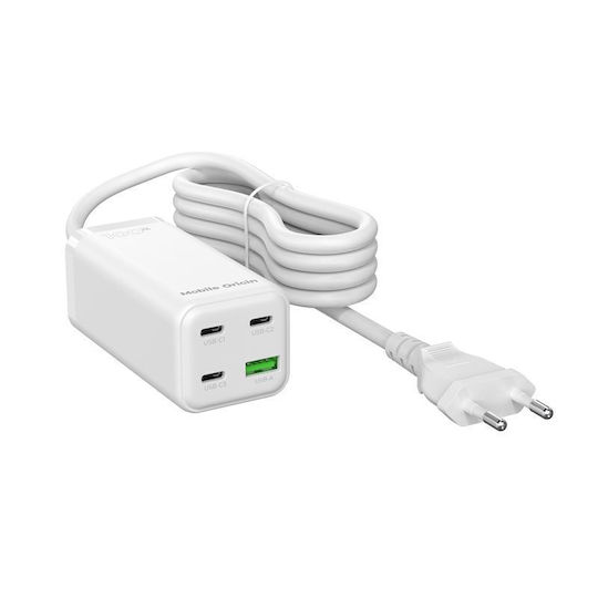 Mobile Origin Charging Stand GaN with USB-A Port and 3 USB-C Ports 100W Power Delivery in White color (MO-100CMH-PW18)