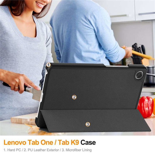 Techsuit Klappdeckel Schware (Lenovo Tab One 8.7)
