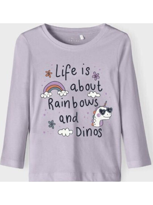 Kinderhemd Langarm Flieder Life Is About Rainbows