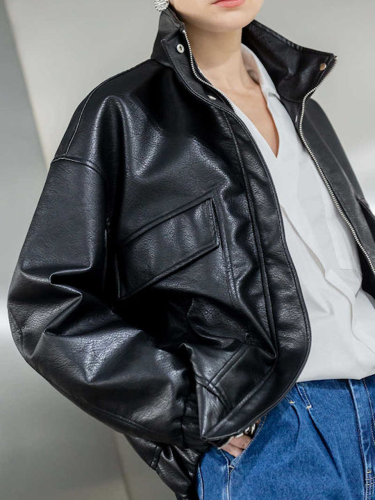 COPPEROSE Women's Short Lifestyle Artificial Leather Jacket for