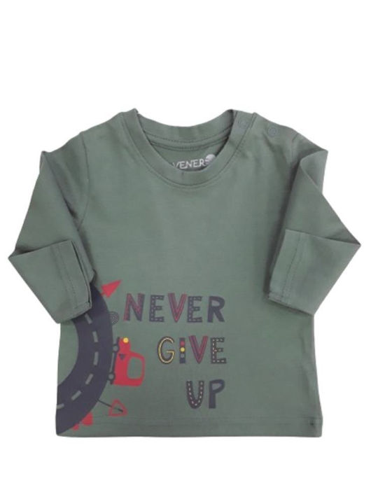 Παιδική Μπλούζα Μακρυμάνικη Dark Green Never Give Up
