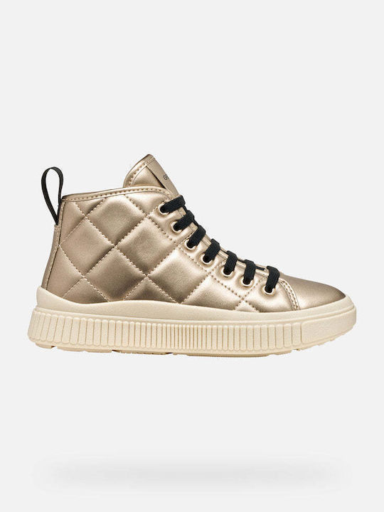 Laquinny Leather Kids Ankle Boots with Zipper Gold