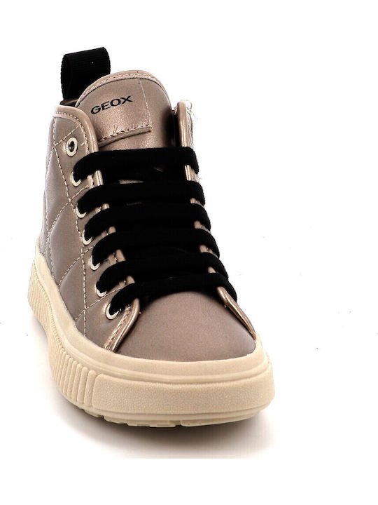 Laquinny Leather Kids Ankle Boots with Zipper Gold