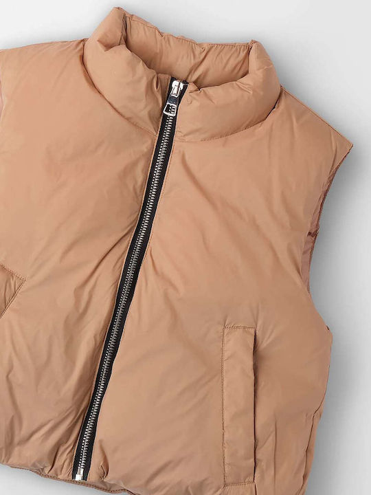 Kids Casual Padded Sleeveless Jacket Cookie Brown