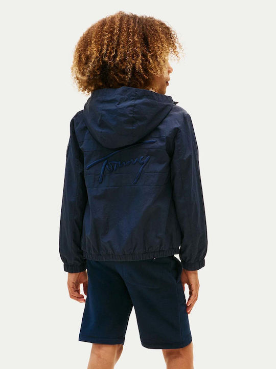 Παιδικό Casual Μπουφάν Αντιανεμικό με Κουκούλα Dark Night Navy