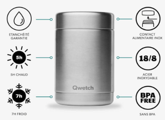 Qwetch Δοχείο Φαγητού Ασημί 340ml