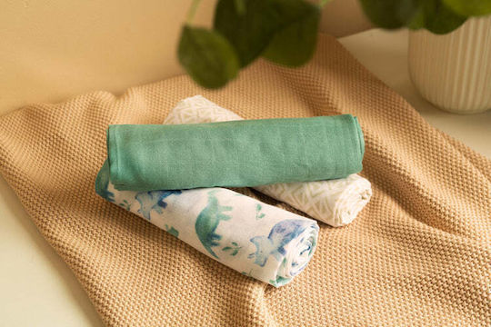Sensillo Swaddle Wraps Green 70x80cm. 3pcs