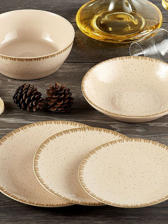Dot Ammos Servierplatte Rechteckig aus Porzellan Beige 27x16cm 1Stück
