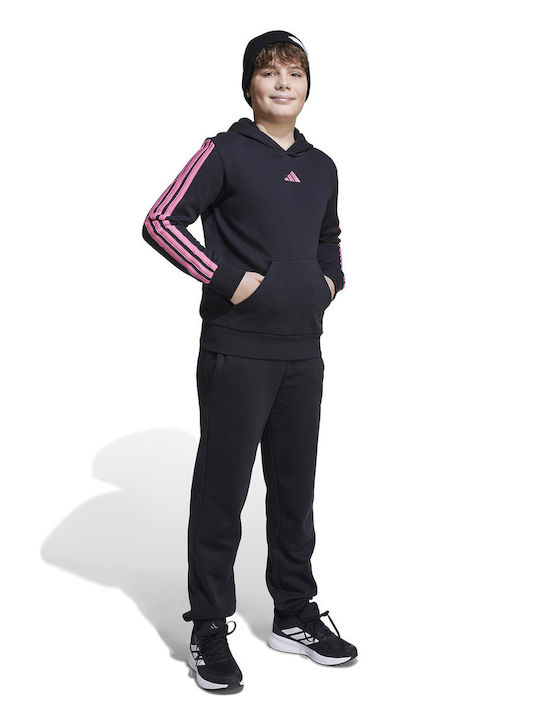 Kids Sweatshirt with Hood and Pockets Black Essentials