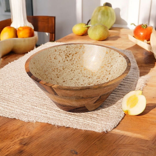 Prestige Dip Serving Bowl Round Wooden White with Diameter 25cm