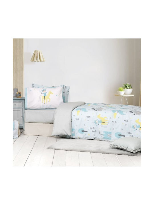Nima Set Kids Duvet Cover Single with Pillowcase Cotton Light Blue 160x240cm