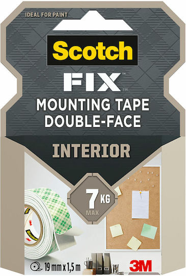 3M Self-Adhesive Double-Sided Tape White 19mmx1.5m 1pcs
