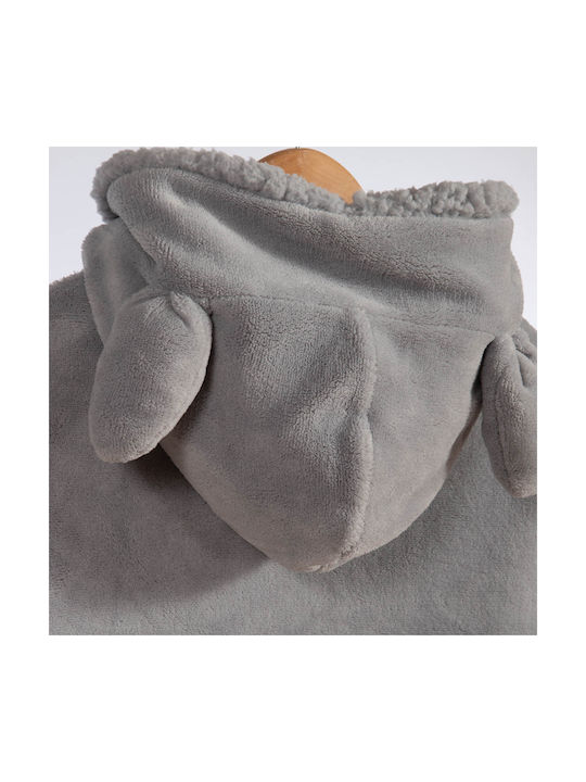 Kids Poncho Blanket Sleeves Fleece Nef-nef Homeware Sleeping Lion Gray