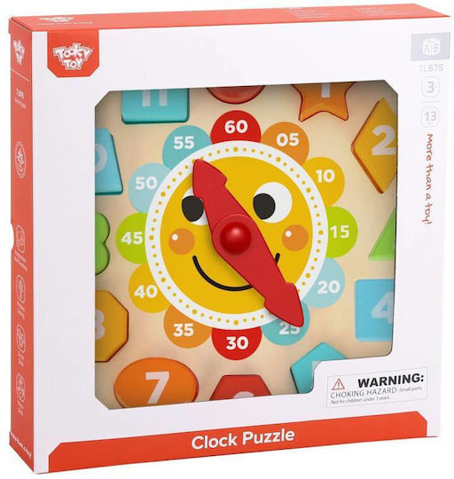 Ξύλινο Παιδικό Puzzle Σφηνώματα Clock 12pcs Tooky Toys
