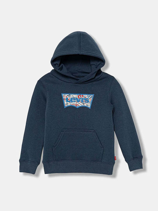 Kids Sweatshirt with Hood and Pockets Navy Blue Batwing