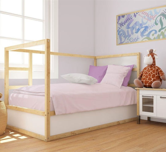 Dimcol Bebe Solid Комплект Бебешки Чаршафи За Количка Памучни Лилав 120x160бр 3бр