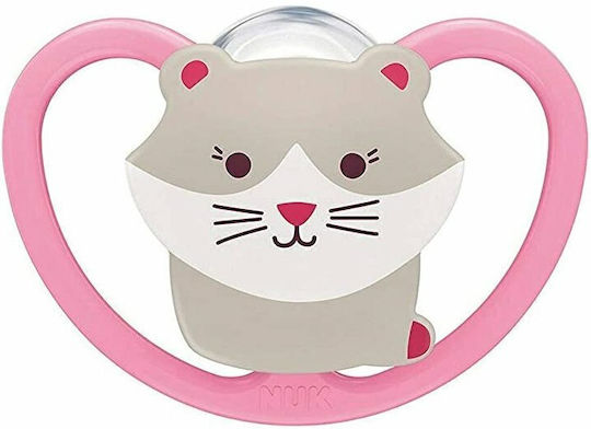 Nuk Space Orthodontic Pacifier Silicone with Case Cat - Pink for 18-36 months