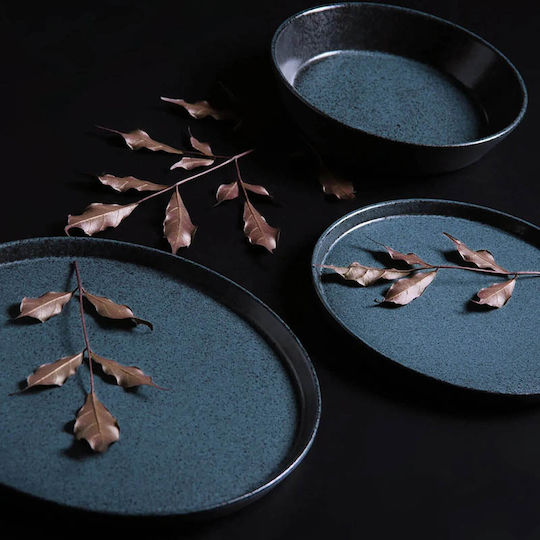 Porto Brasil Farfurie joasă Ceramică Albastru cu Diametru 27cm