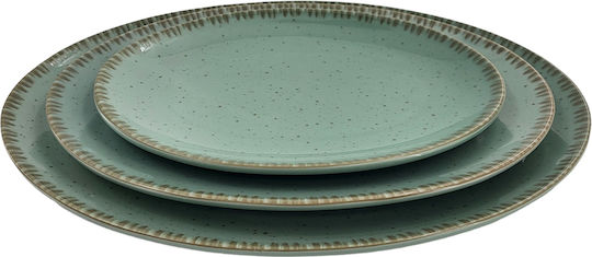 Dot Teller Untiefe Oval aus Porzellan Grün 26x26cm