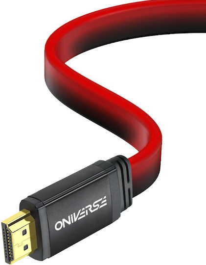 Oniverse Cabluri HDMI 2.1 Ultra High Speed 48Gbps 4K 120Hz HDR VRR Flat Cablu HDMI de Sex Masculin - HDMI de Sex Masculin 2m Roșu
