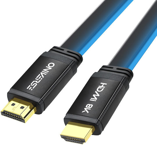 Oniverse Cabluri HDMI 2.1 Ultra High Speed 48Gbps 4K 120Hz HDR VRR Flat HDMI de Sex Masculin - HDMI de Sex Masculin 2m Albastru