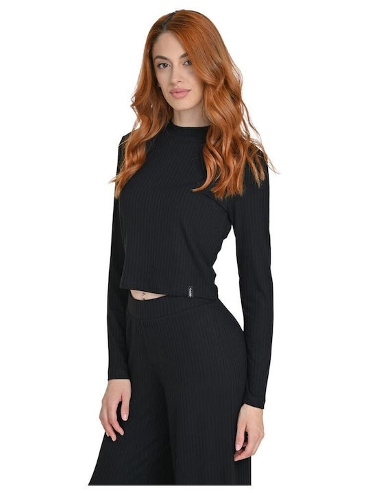 Women's Crop Top Long Sleeve Black