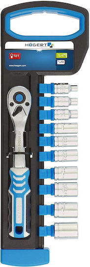 Högert Technik Ратчетни и гнездови гарнитури 1\4" 11бр