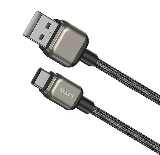 Lito Geflochten USB 2.0 Kabel USB-C männlich - USB-A 18W Schwarz