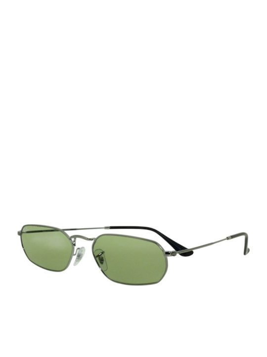 Ray Ban Sunglasses Silver with Metal Frame & Green Lens