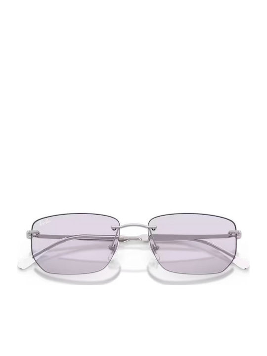 Ray Ban Unisex Sonnenbrille mit Silber Metall Gestell und Lila Spiegel Linse RB3768 003/MH