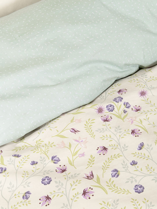 Nima Duvet Cover Set Cotton Queen with 2 Pillowcases 220x240 Dream Garden Beige, Green