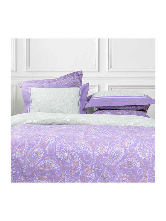 Nima Duvet Cover Set Cotton Queen with 2 Pillowcases 220x240 Flow Lilac, Green